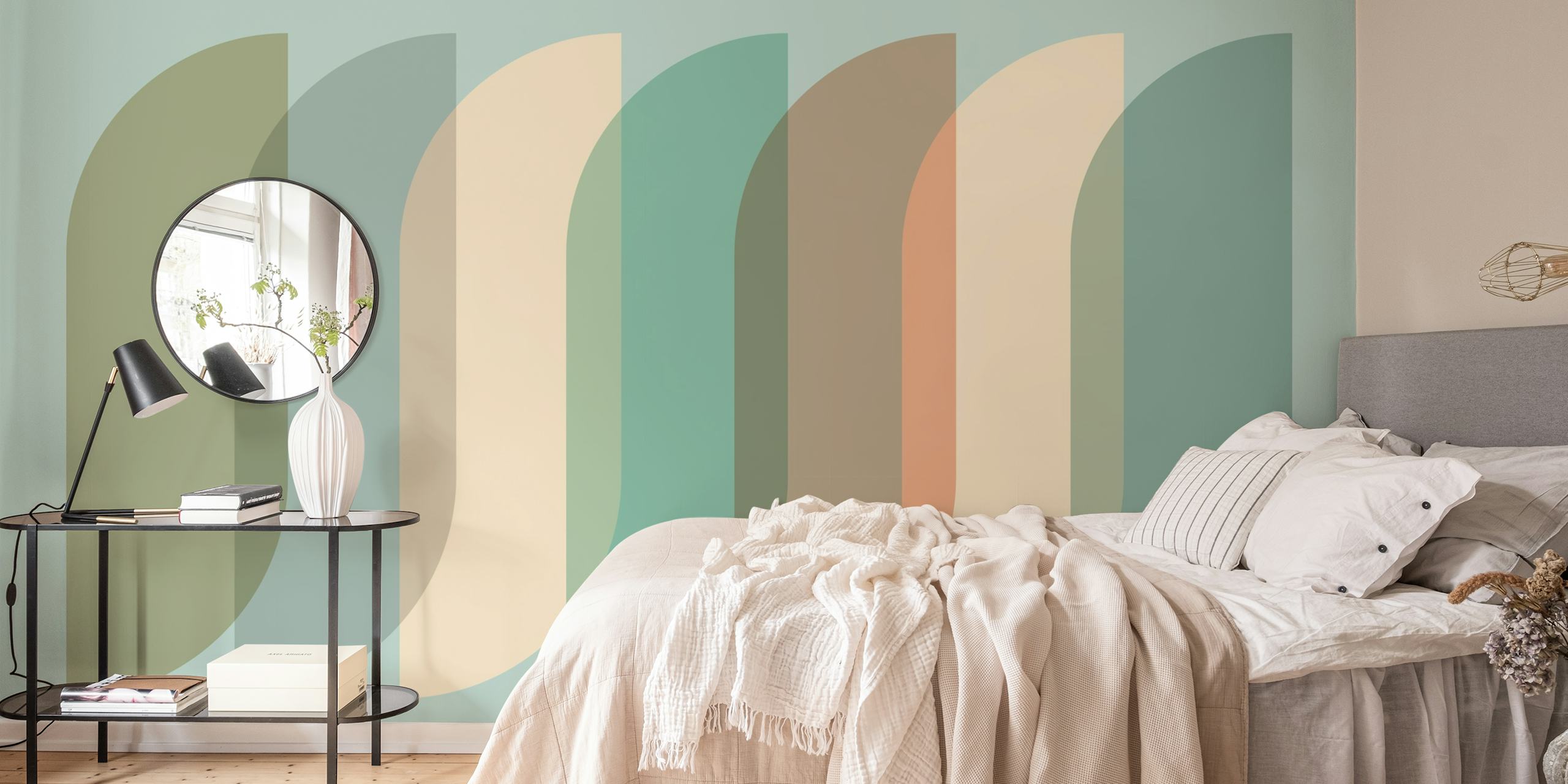 Papel de parede Subtle Tones Abstract Arch em um ambiente elegante
