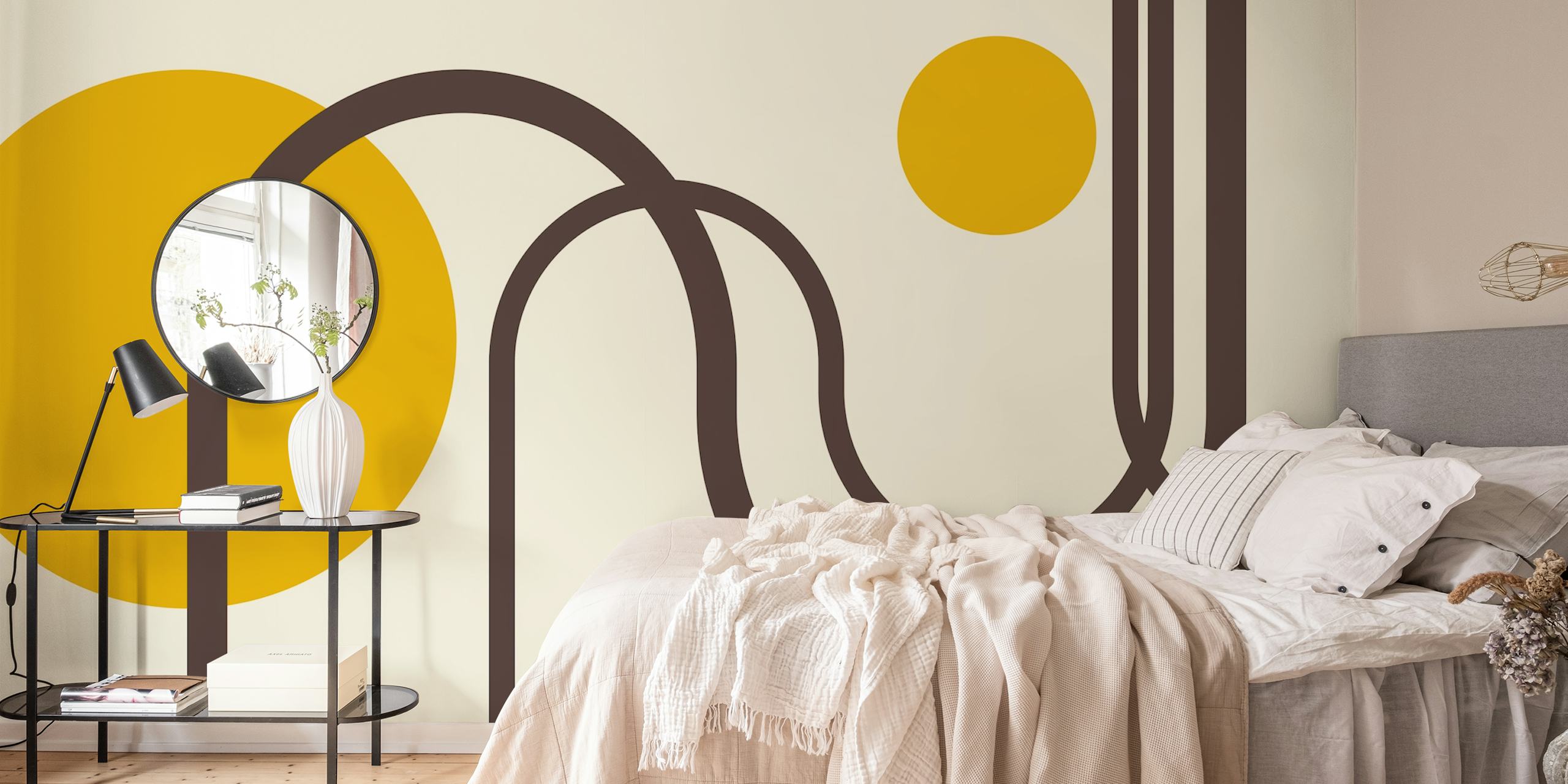 Chic Linear Elegance papel de pared en una habitación