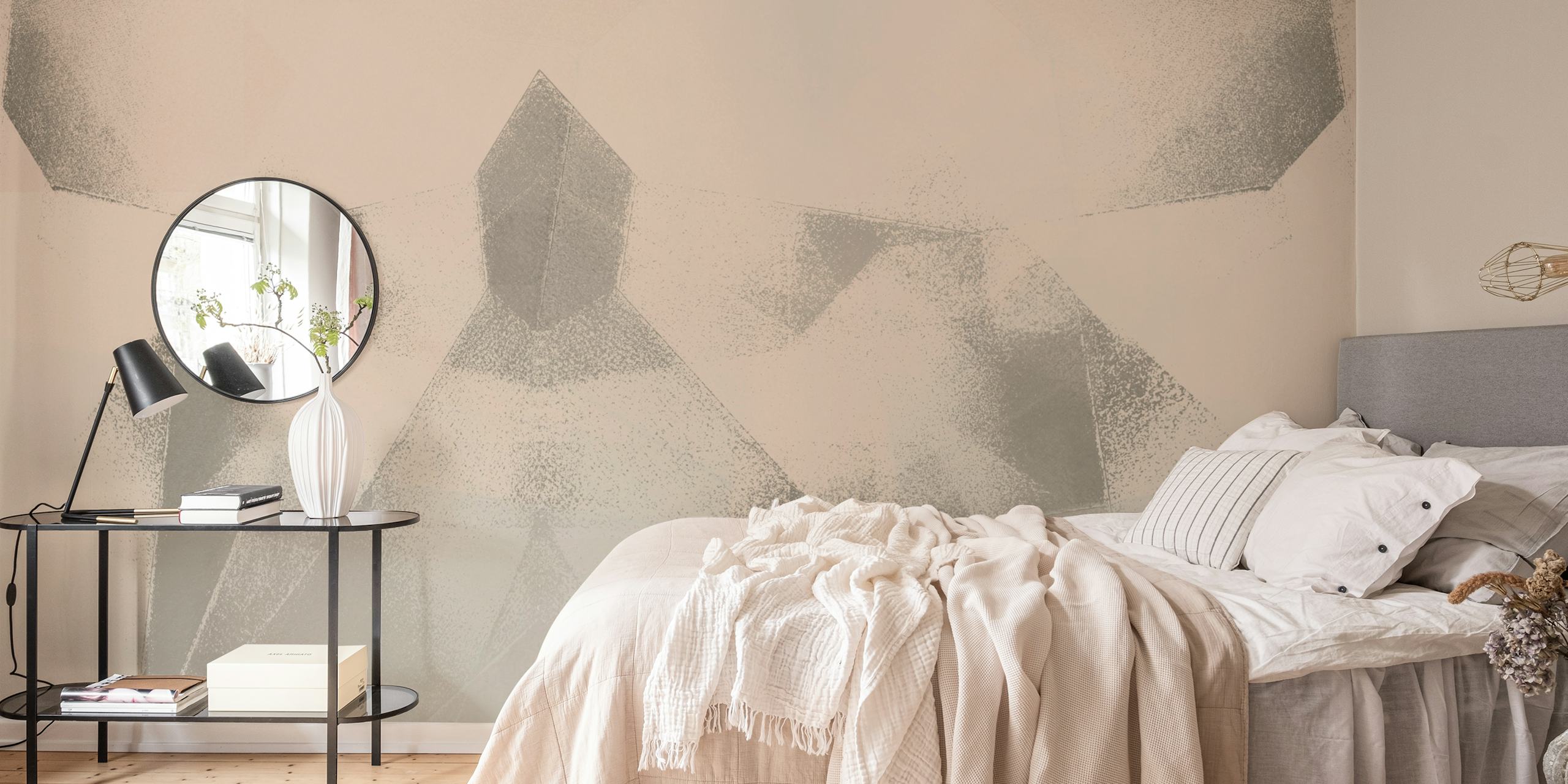 Soft Neutral Geometric tapet i ett rum
