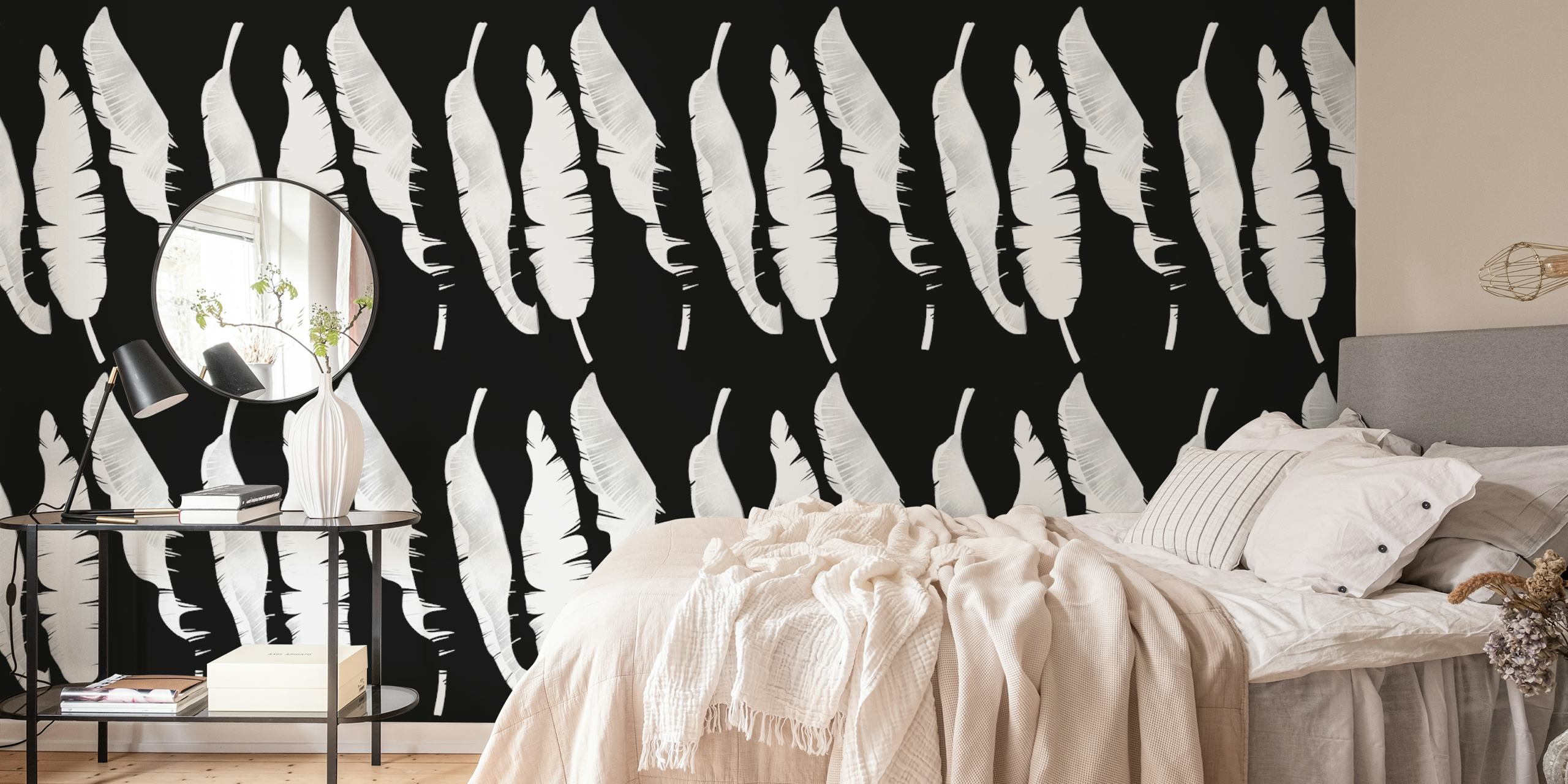 Elegant Leaf Silhouettes tapet vist i et rom