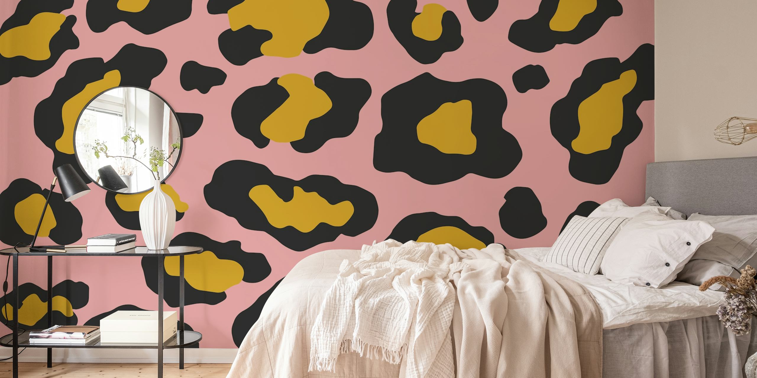 Modern leopard spots wallpaper in a room