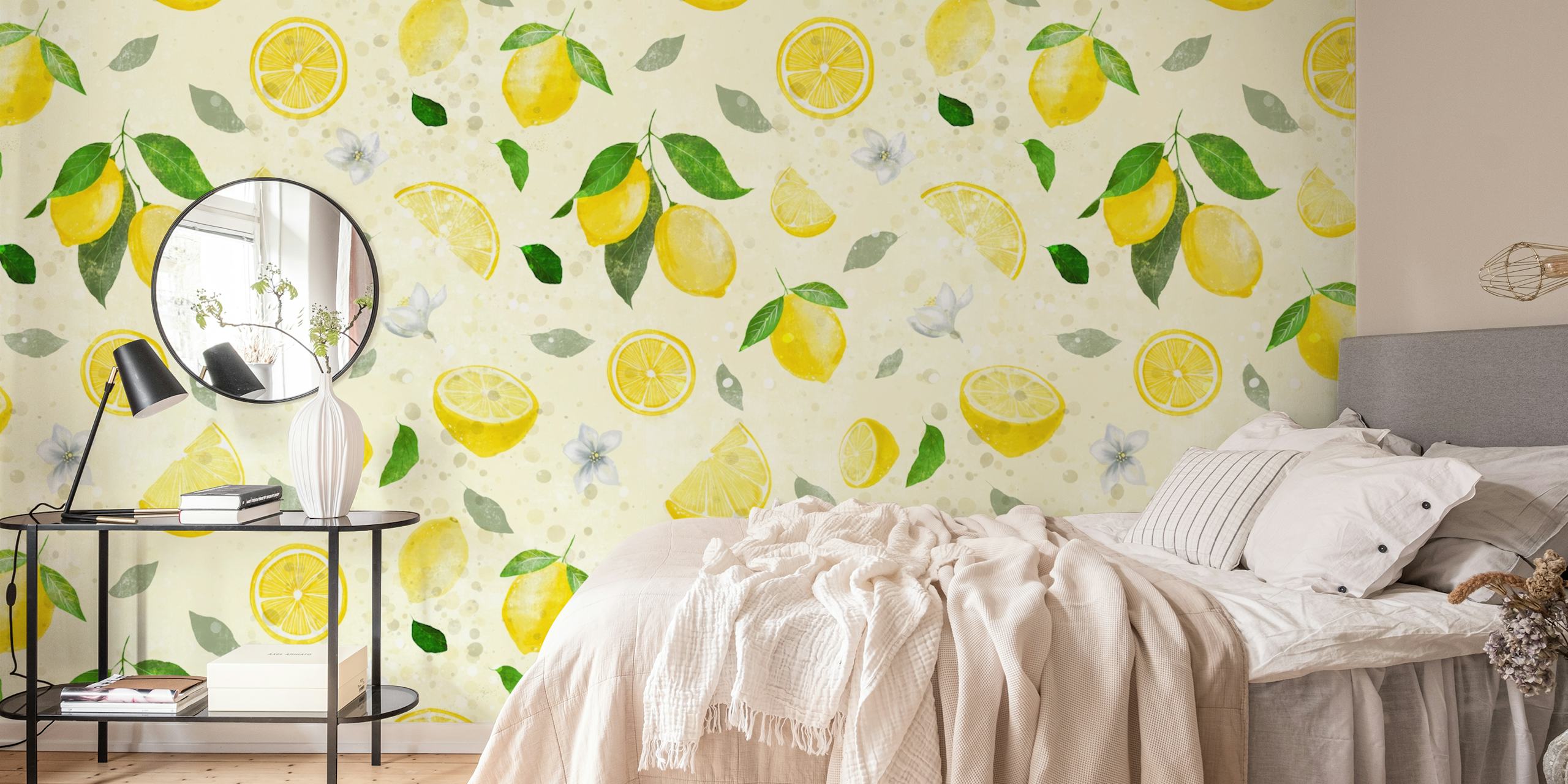 Lemon wall wallpaper in a room