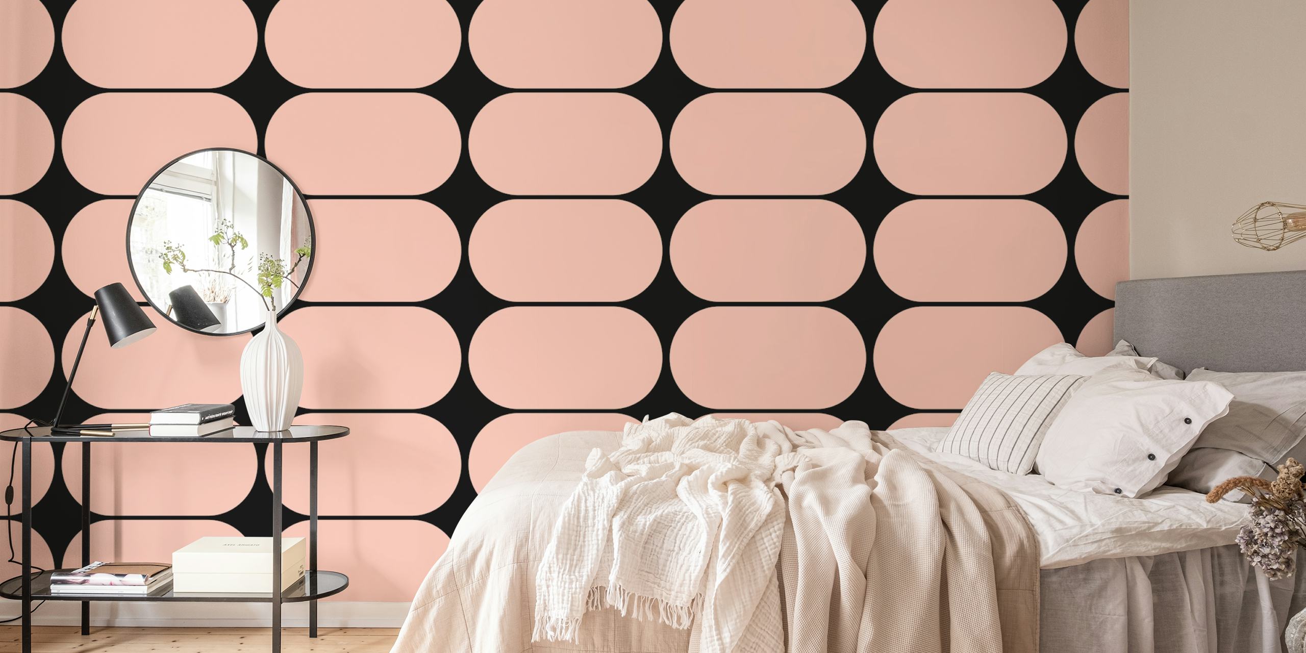 Carta da parati Contemporary Rounded Tiles in una stanza