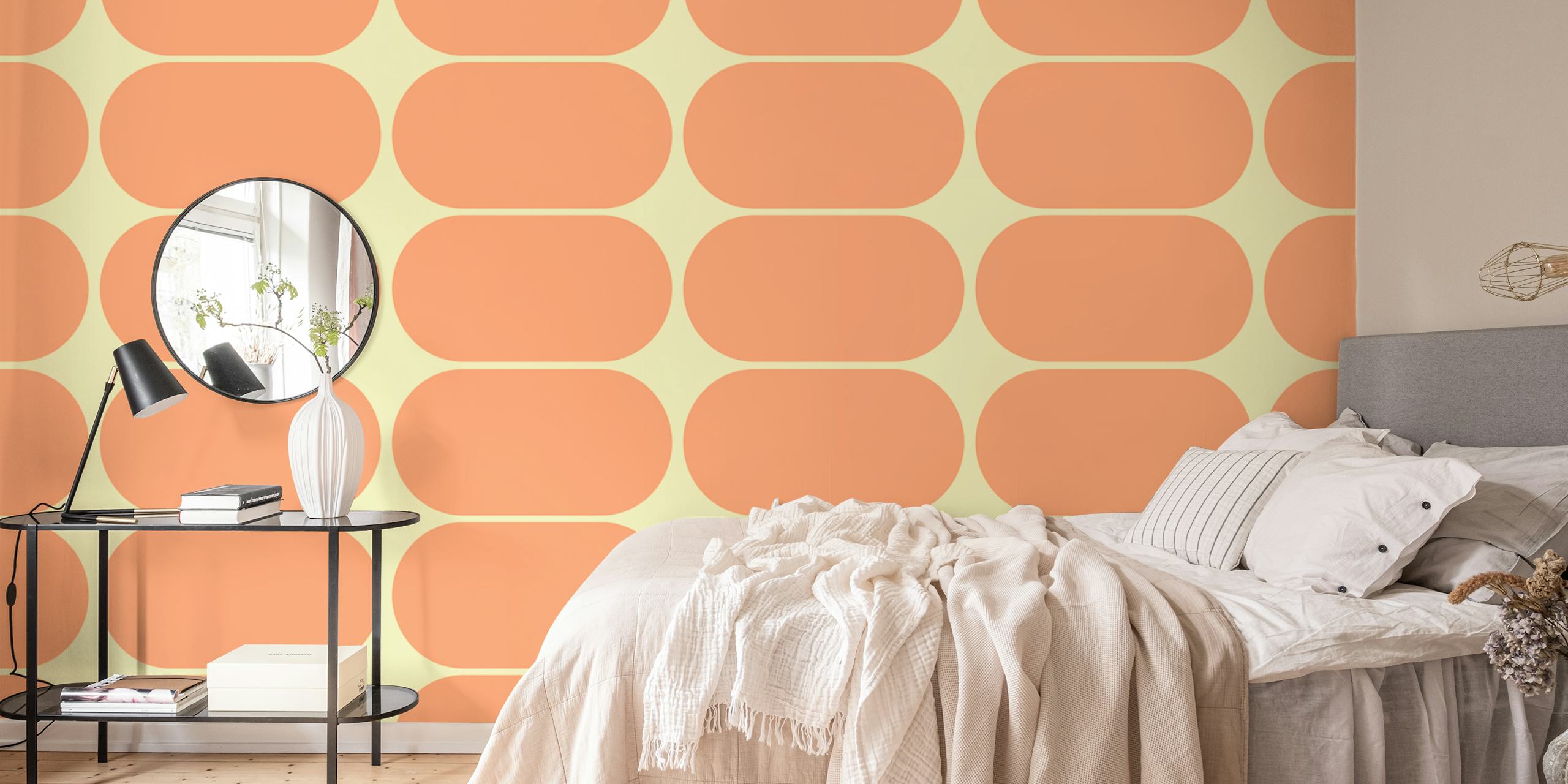 Bold geometric shapes wallpaper in room