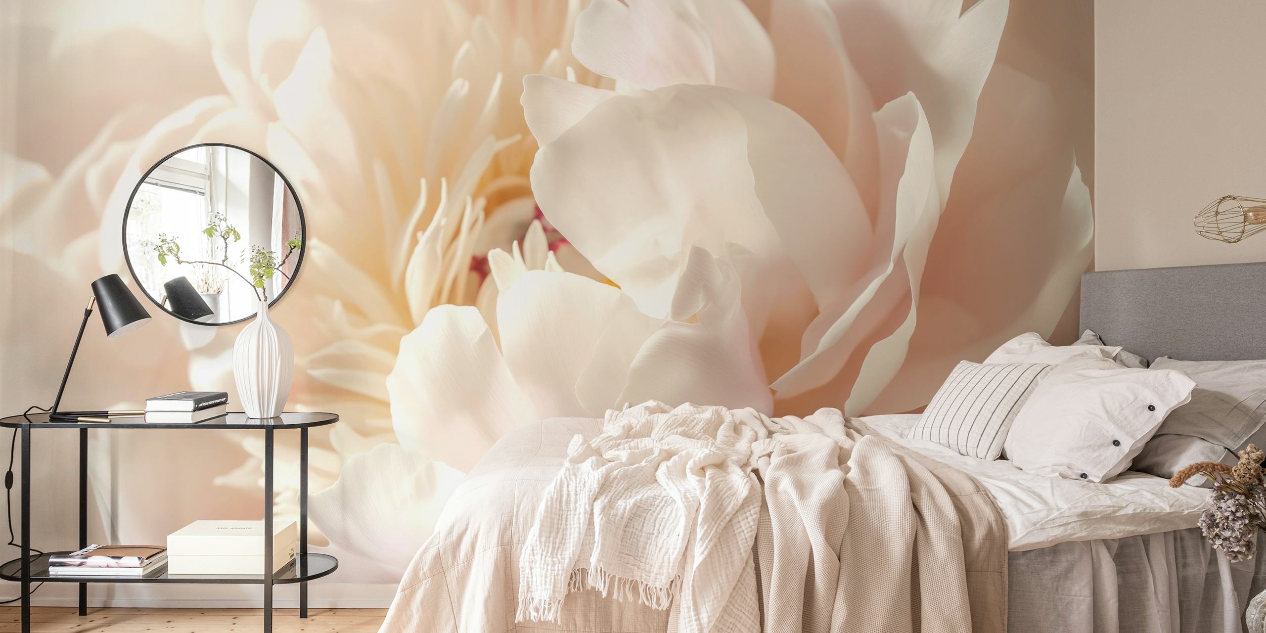 Floral wallpaper featuring blush peonies