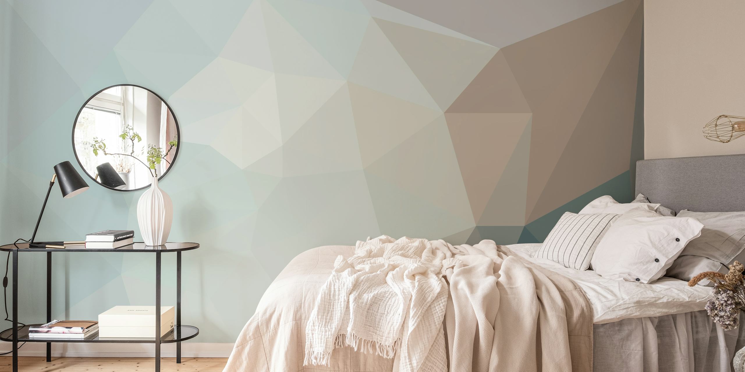 Polygon Figure wallpaper in a room setting