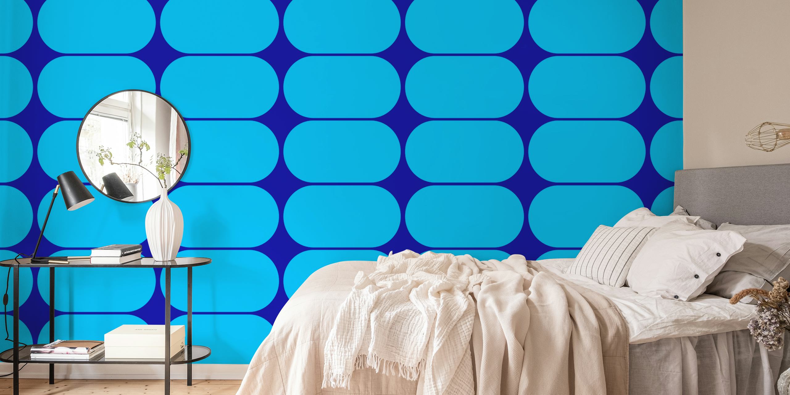 Sapphire Geometric Harmony wallpaper in a room