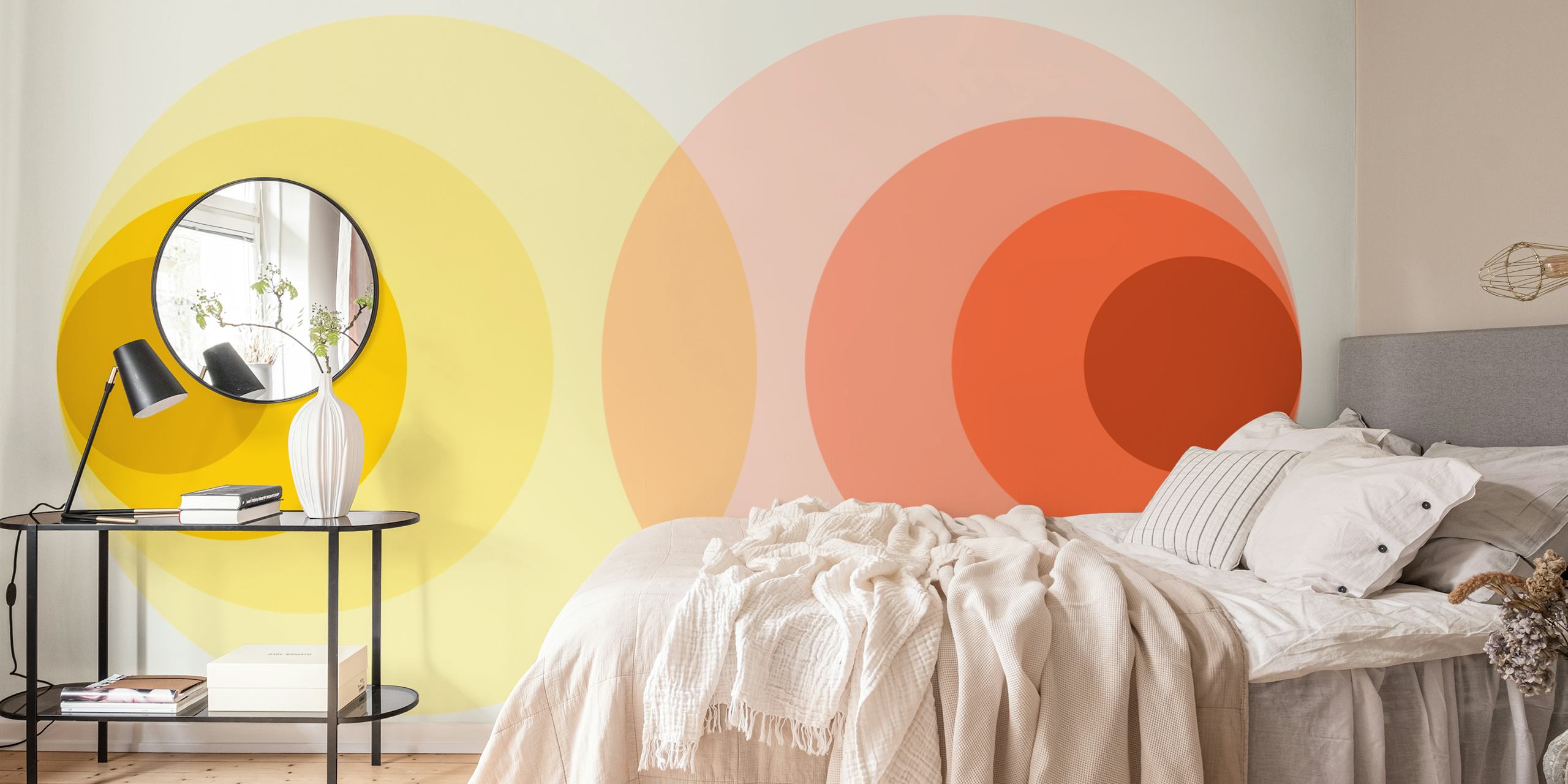 Sunset Hues Abstract wallpaper in a room