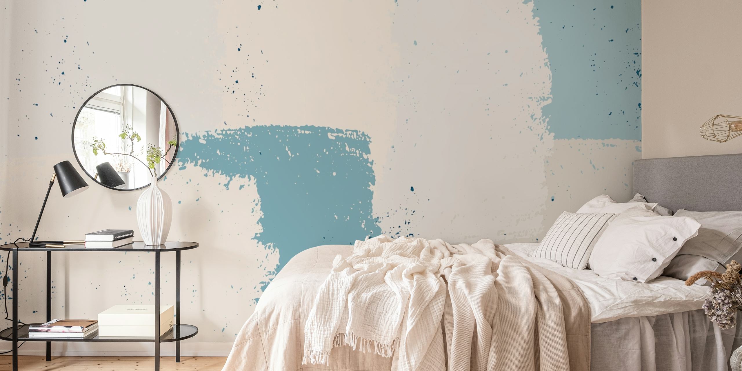 Contemporary urban canvas wallpaper in a room