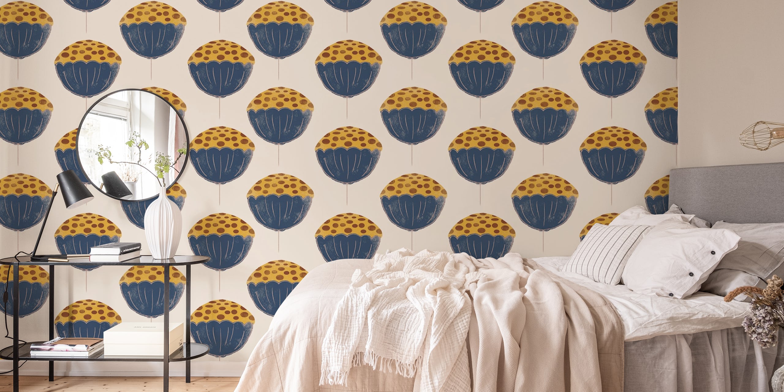 Mid Century Flower Vintage wallpaper in interior