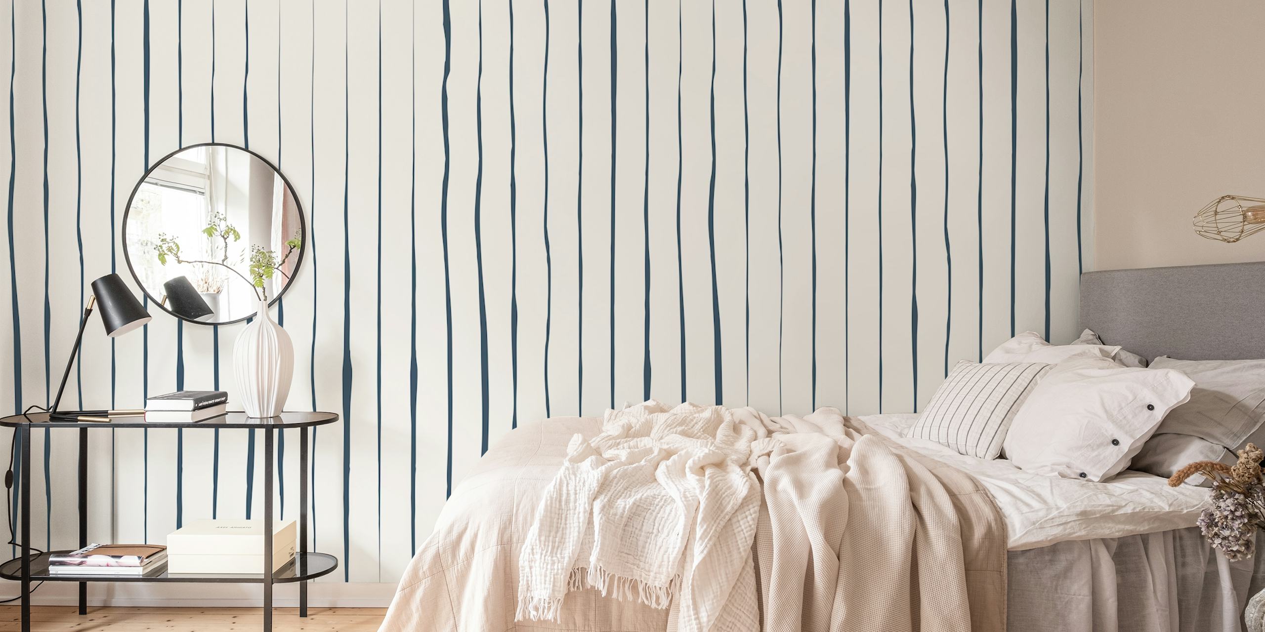 Blue striped design on a light background wallpaper