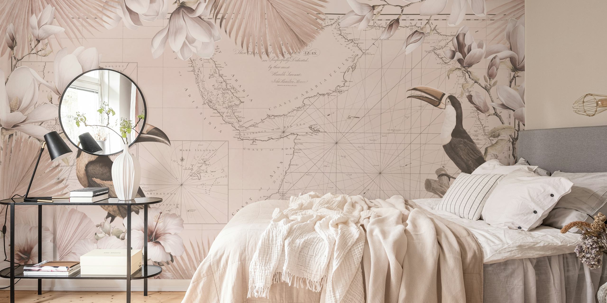 Papel tapiz Tropic toucans en un entorno de habitación