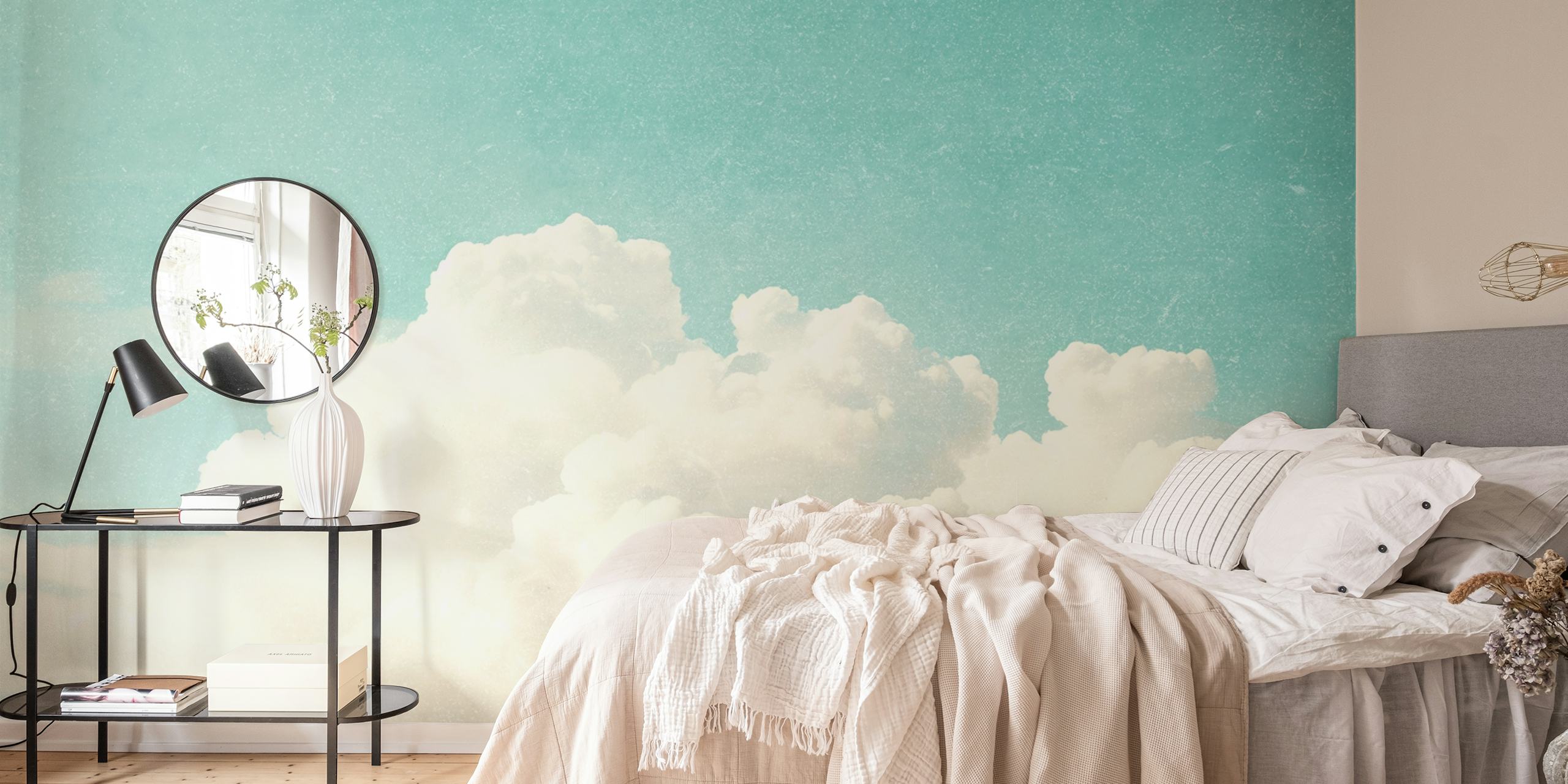Retro Azure Sky wallpaper design in a room