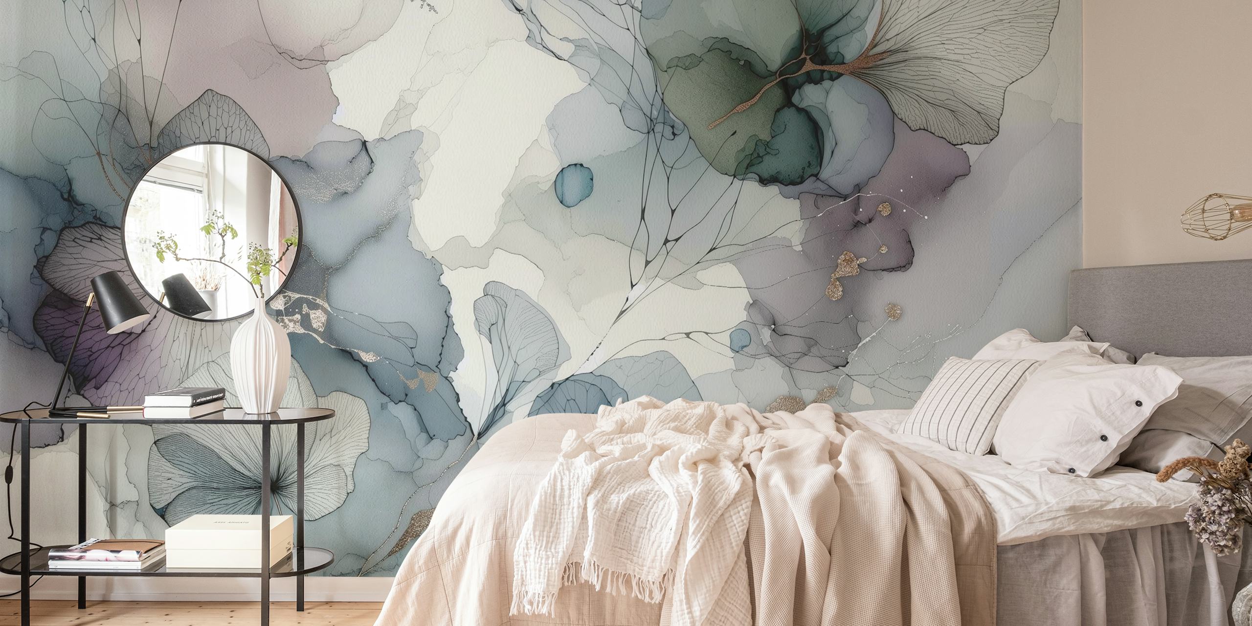 Dreamy Petals wallpaper displayed in a room