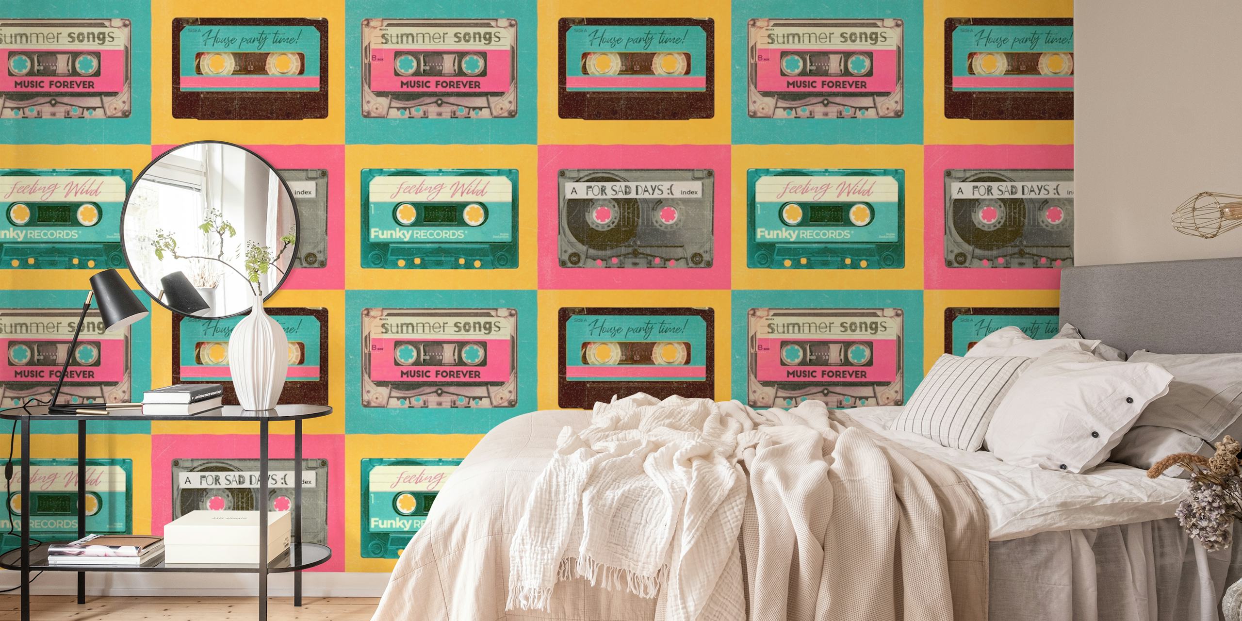 Retro Tunes Decor Art con cintas de cassette