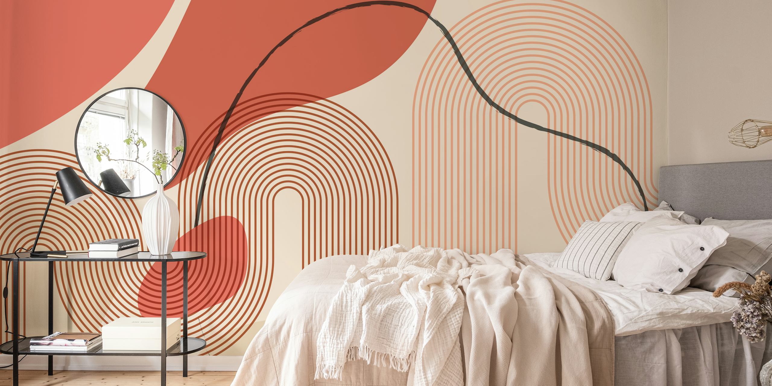 Abstract Terra Curves tapetti huoneessa