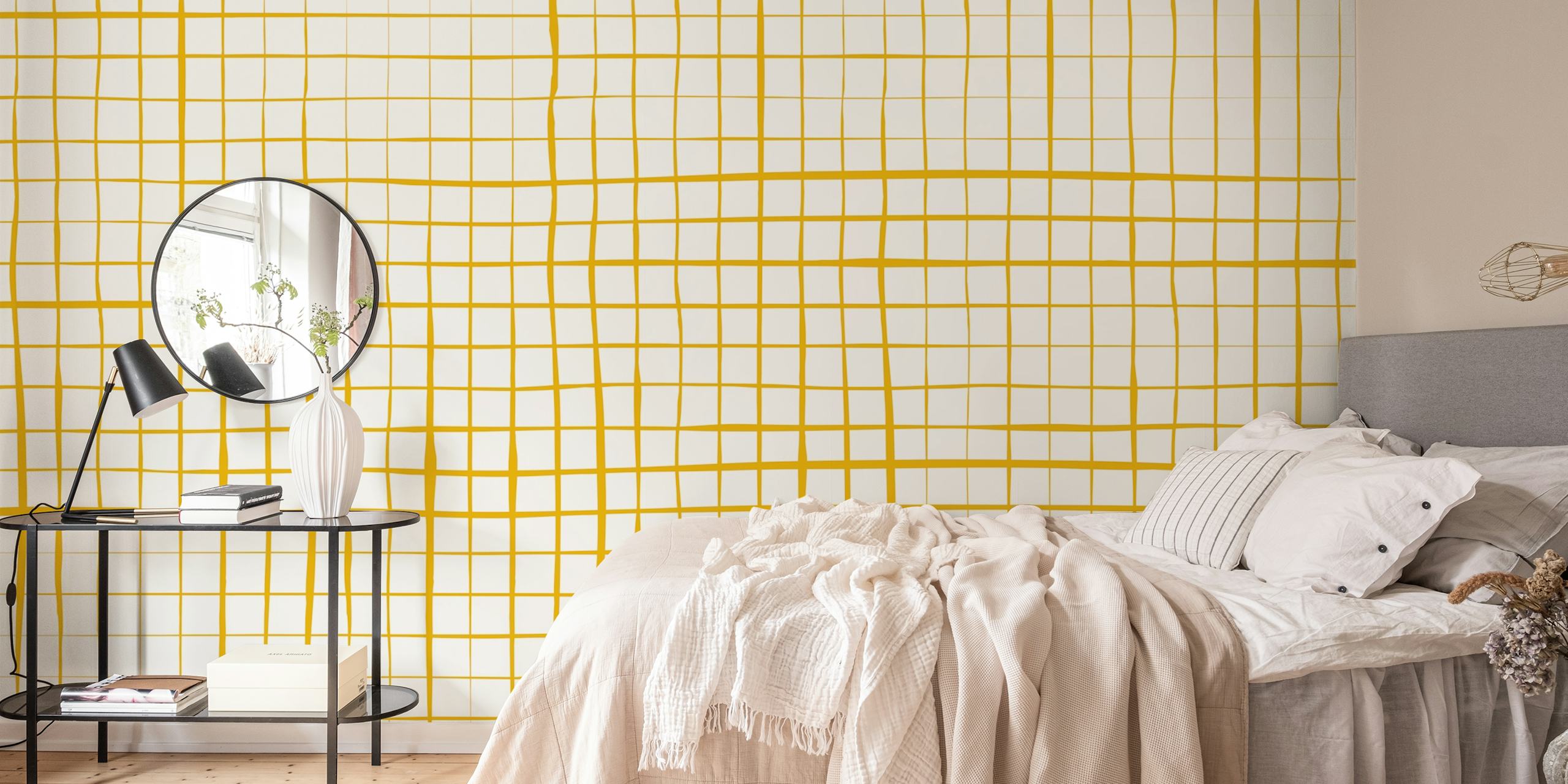 Stripes Grid Yellow tapeta v místnosti
