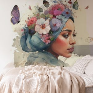 Watercolor Floral Muslim Woman #1