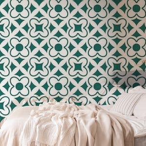 Turkish tile floral pattern forest green