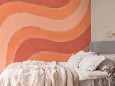 Warm Waves Mid Century Abstract Stripes Ombre