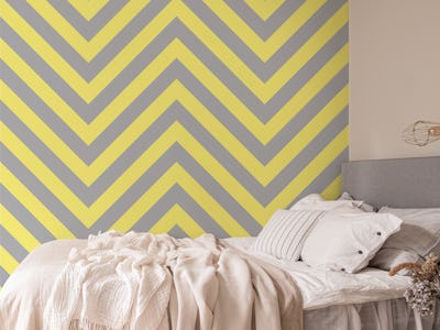 Chevron pattern stripes in saffron and taupe