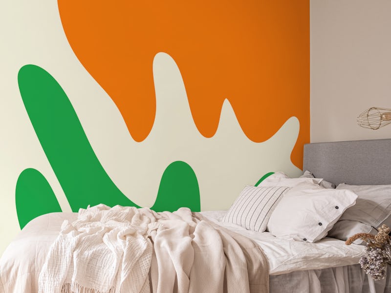 Abstract modern blobs green and orange