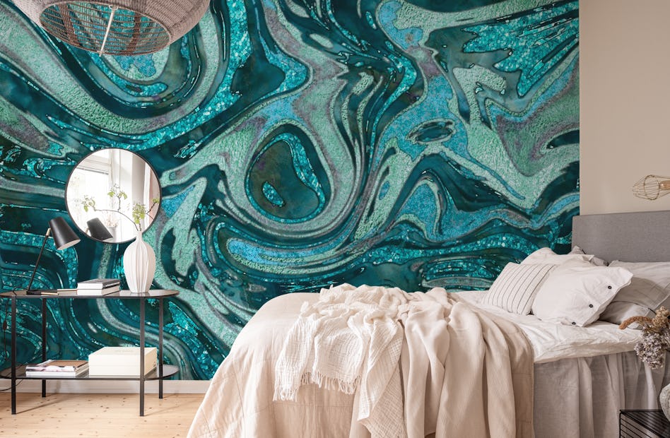 Magic Marble Turquoise Teal Wallpaper Happywall