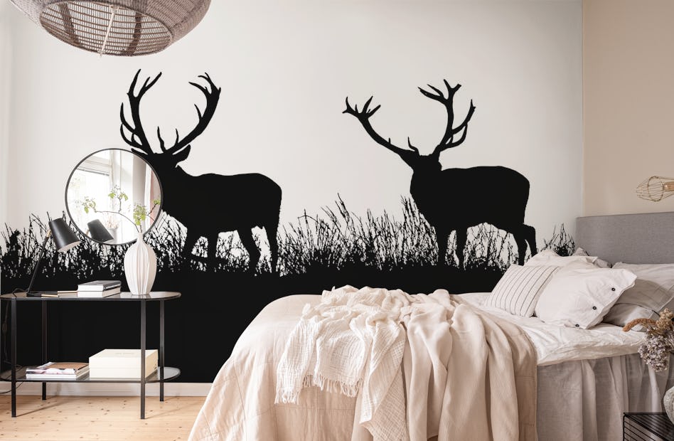 black and white deer wallpaper