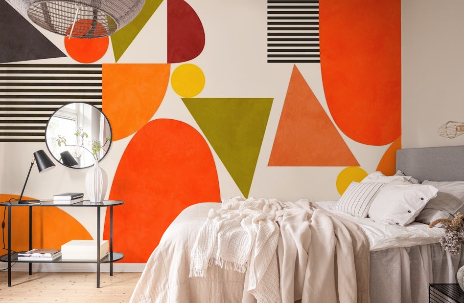 stoom Mevrouw Controversieel bauhaus geometrie kleurrijk behang | Happywall