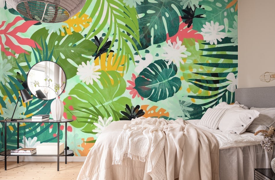 getuigenis afstand voorkomen tropische jungle kunst aan de muur behang | Happywall