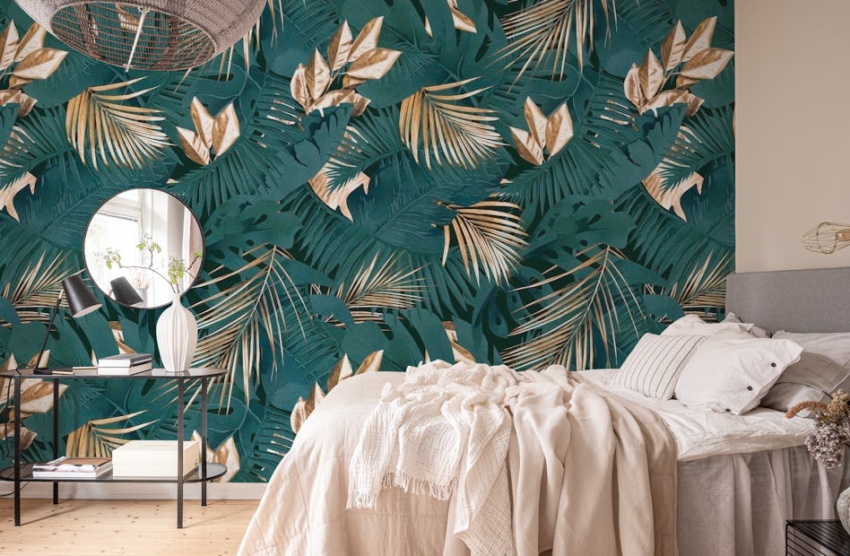 Sandalen Beangstigend groep Jungle Glamour Palmbladeren behang | Happywall