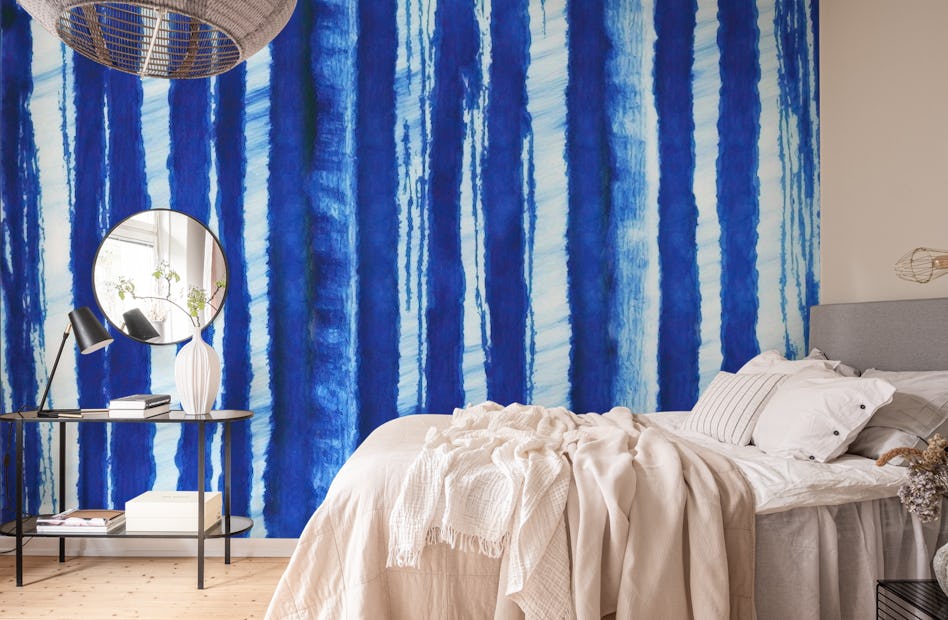 Blue Tie-Dye Stripe Wallpaper