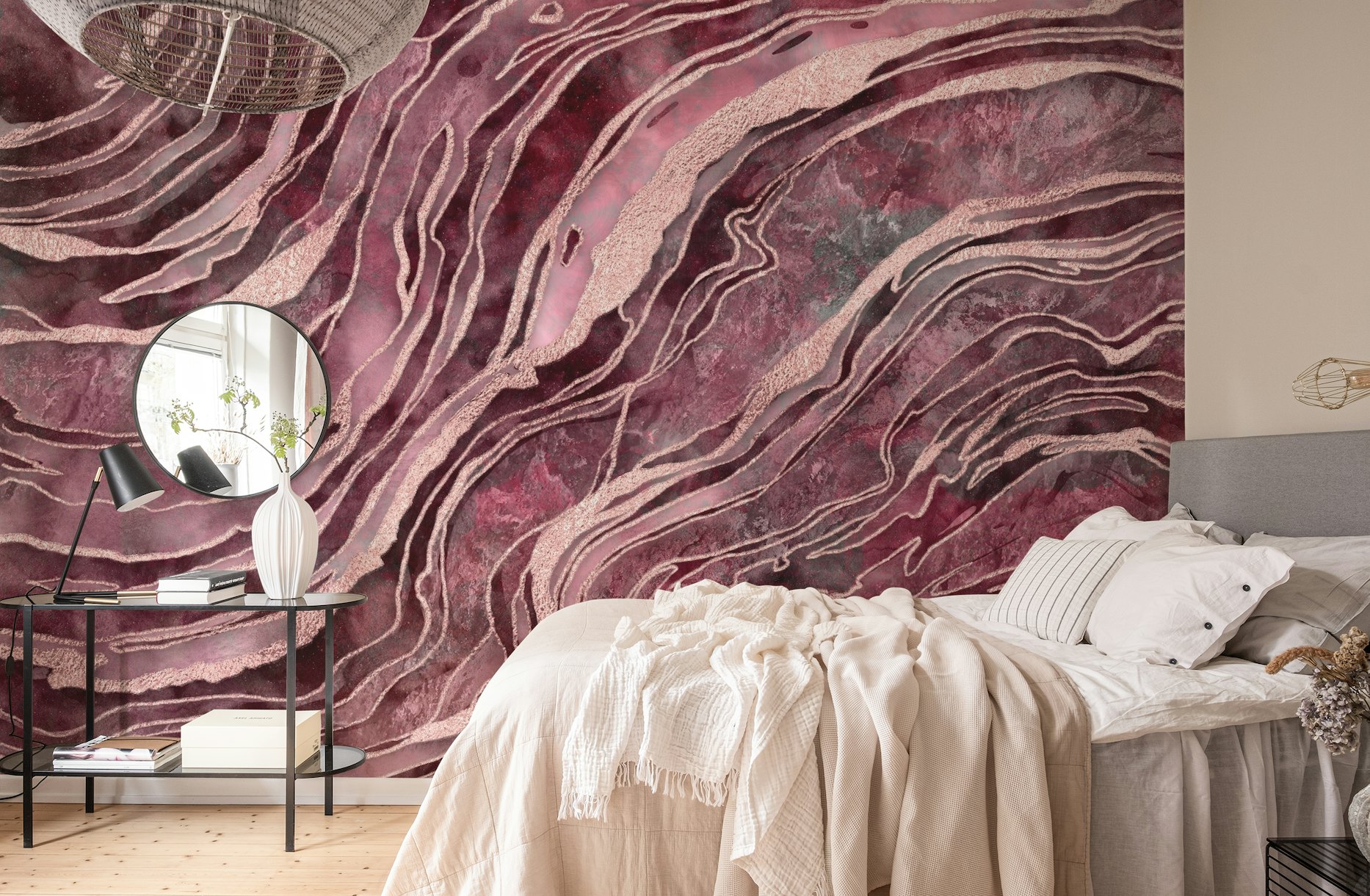 Pink Marble Wallpaper Rose Gold Purple Pastel Peel and Stick 