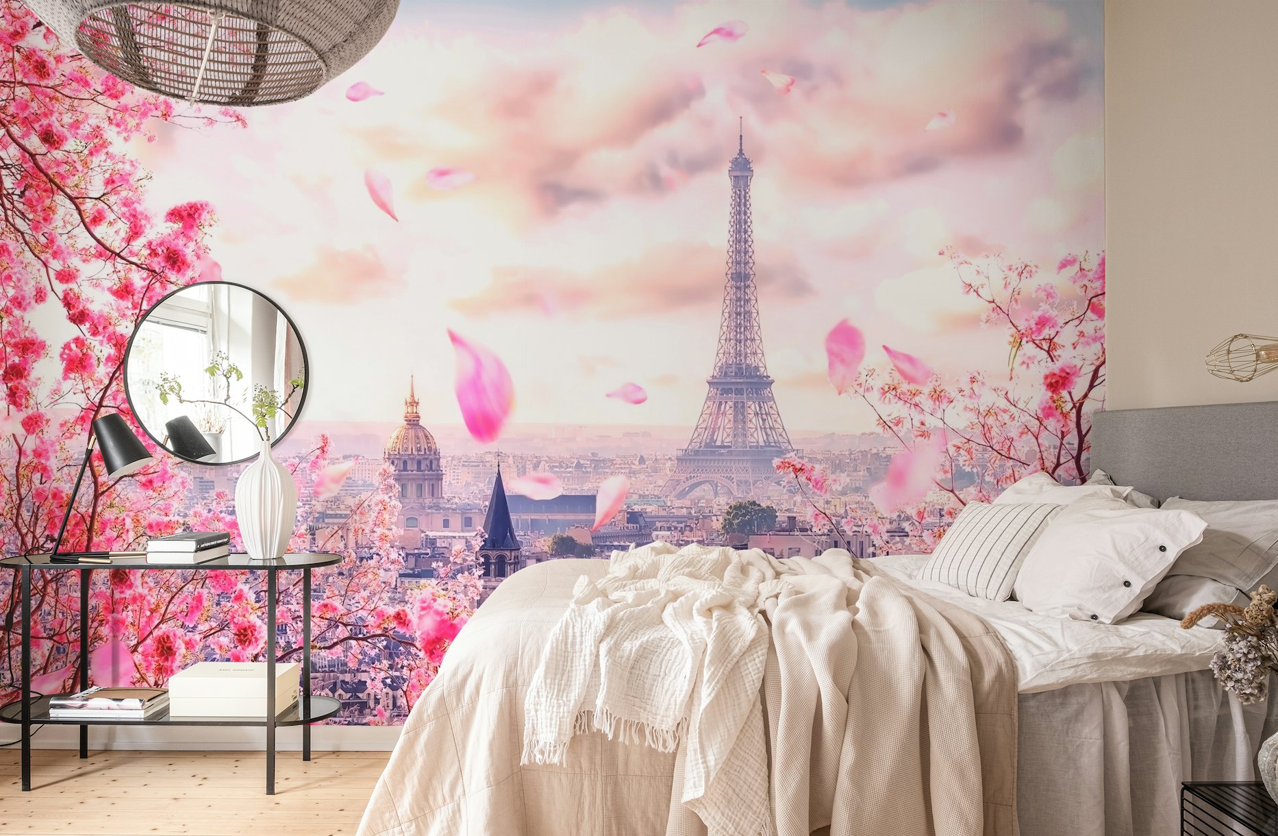 the eiffel tower wallpaper pink