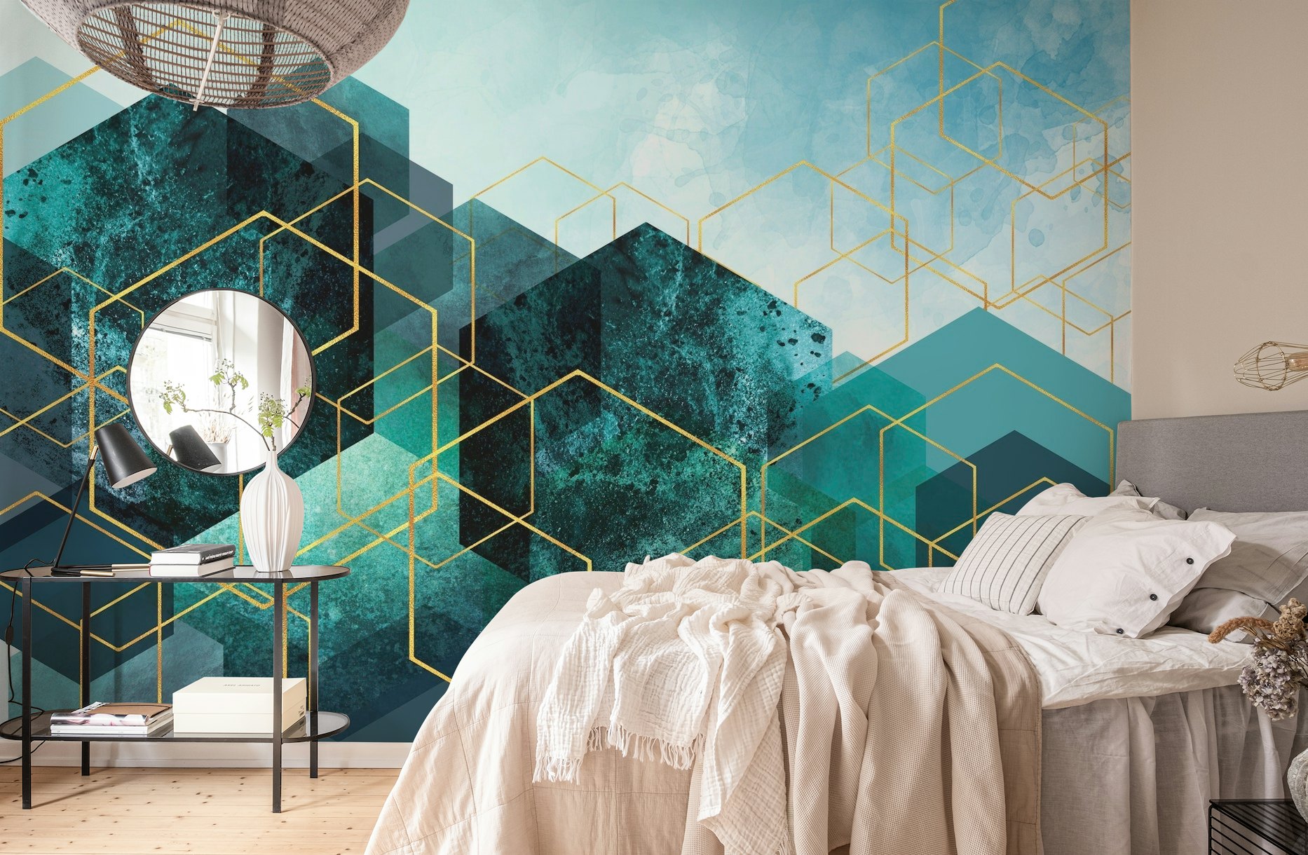 Abstract Landscape in Teal wallpaper