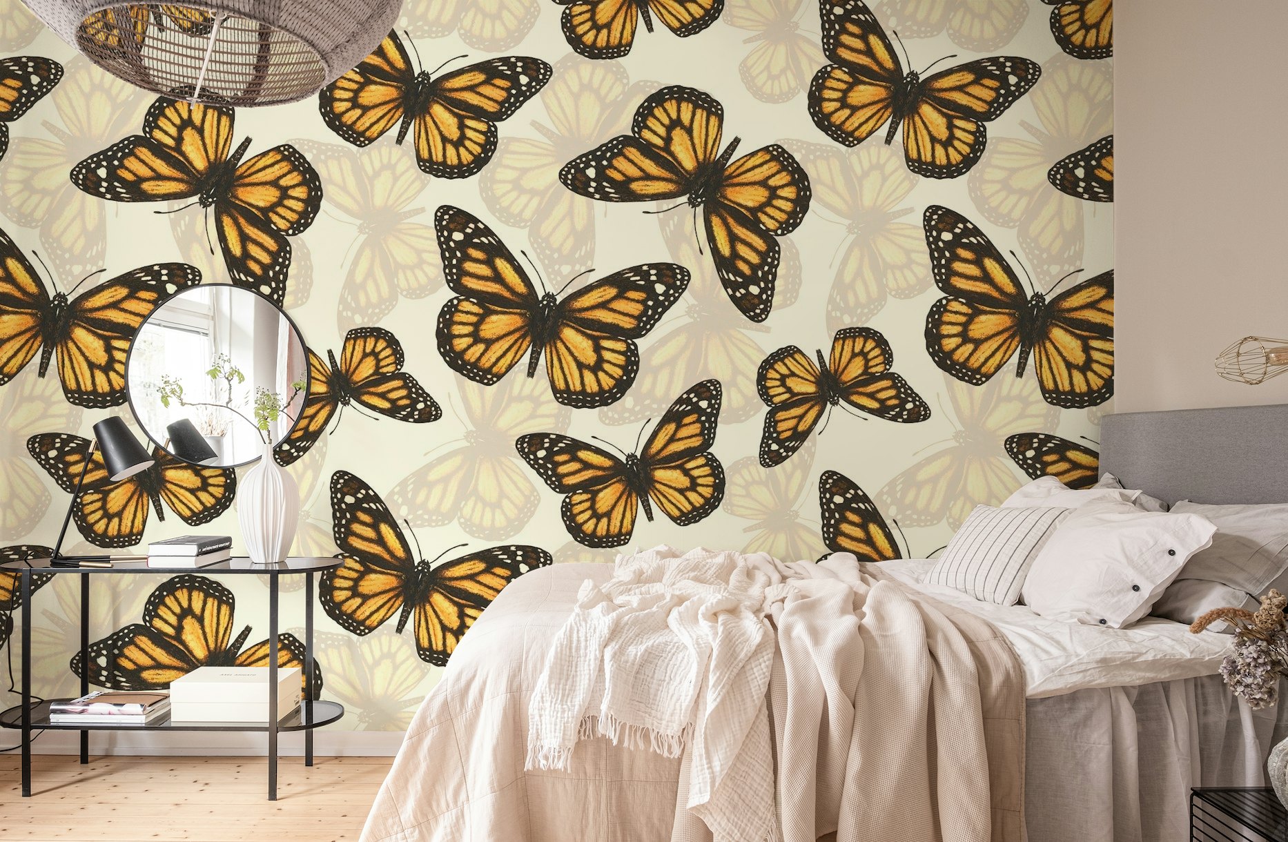 Monarch butterfly pattern wallpaper