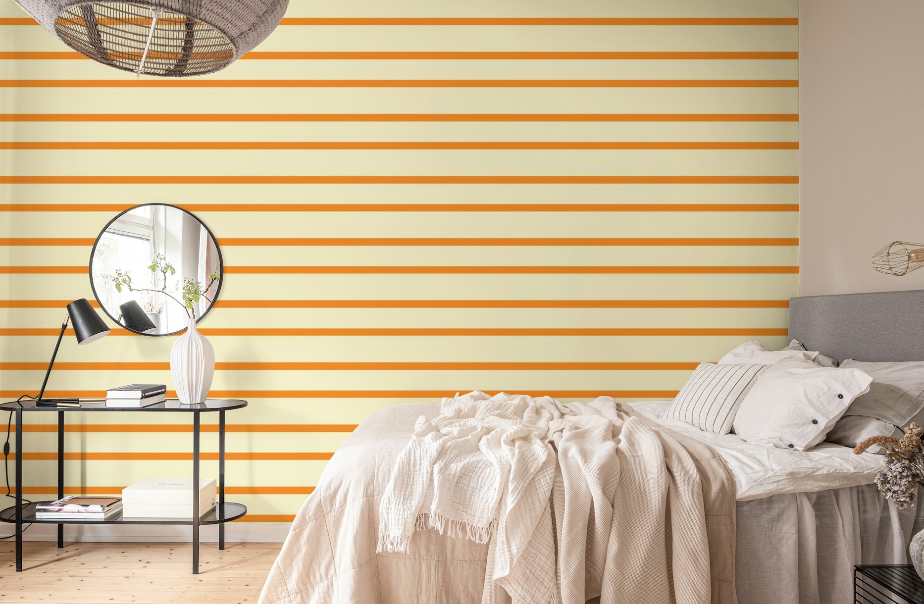 Stripes Orange Linen Texture papel pintado