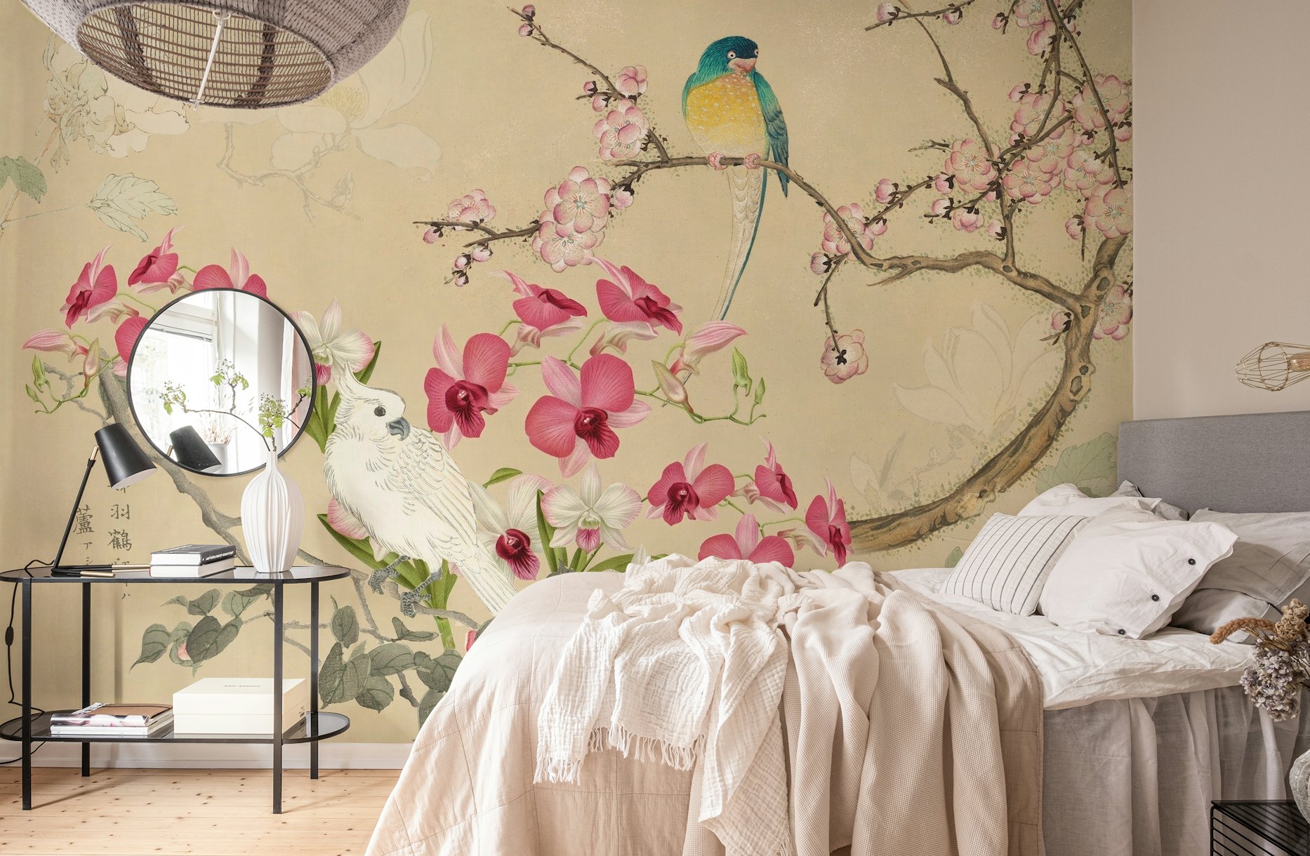 Floral Chinoiserie Cockatoo tapet