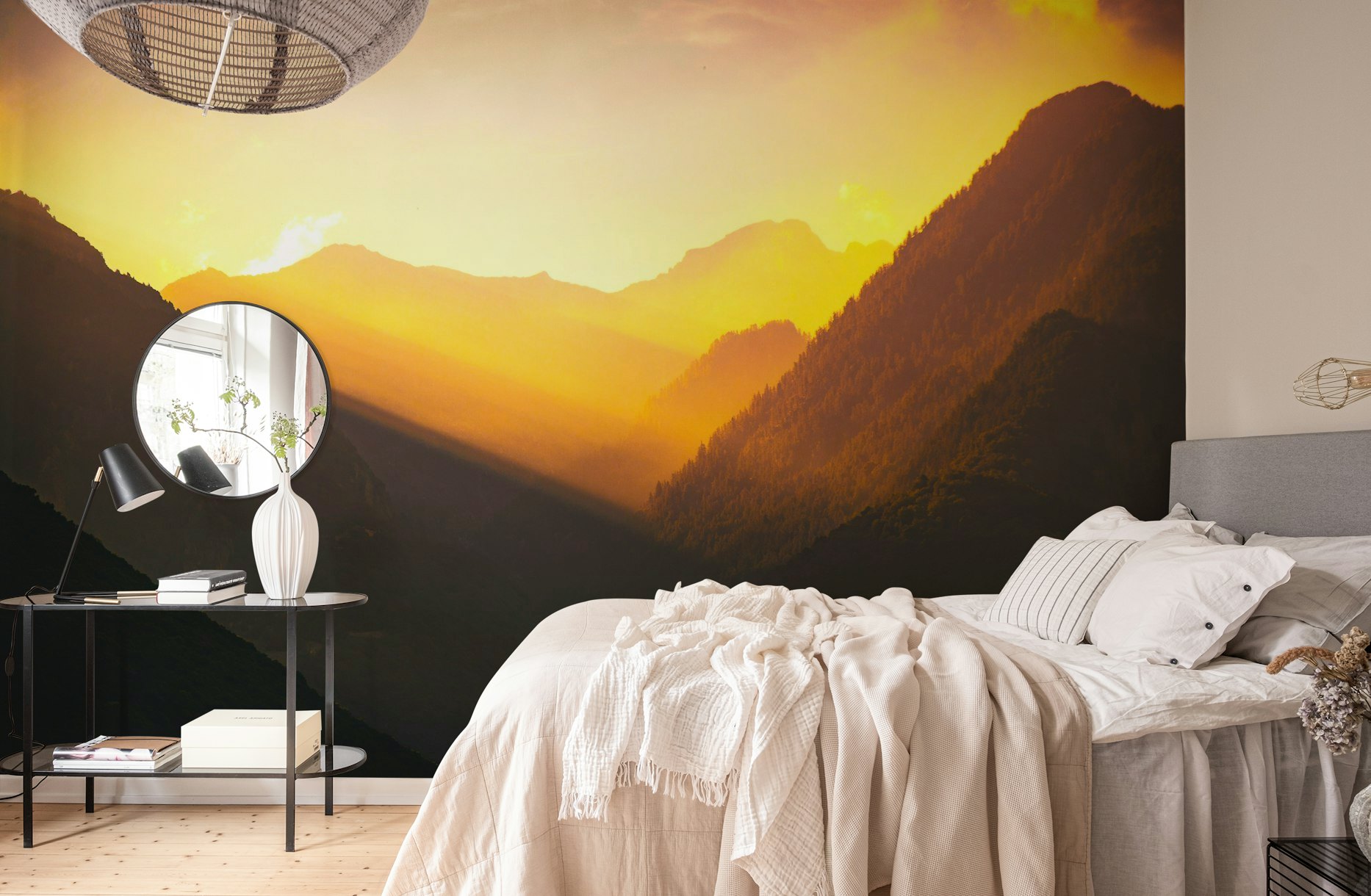 Sunset Mountains Forest wallpaper