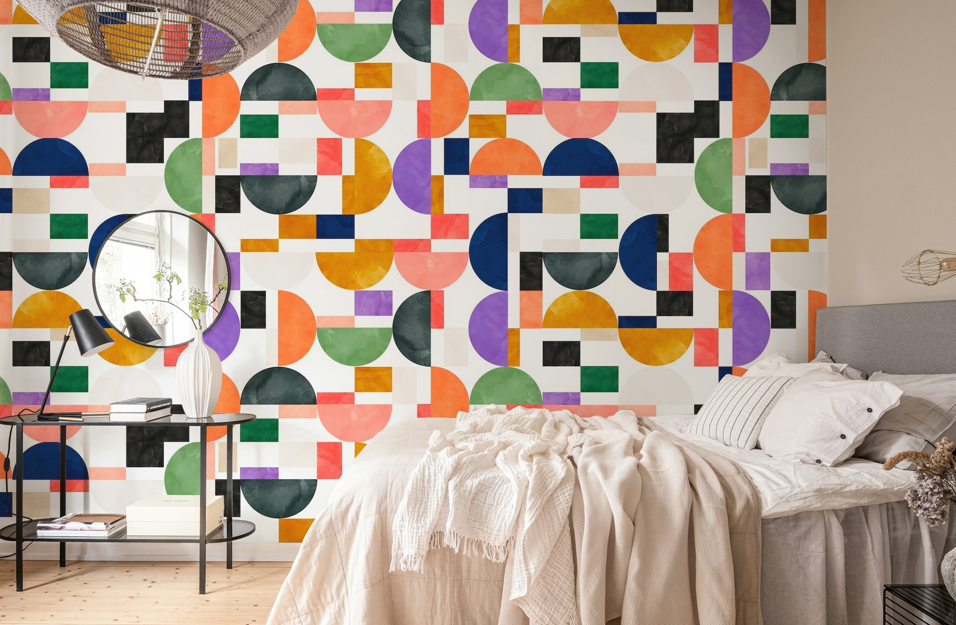Colorful shapes pattern wallpaper