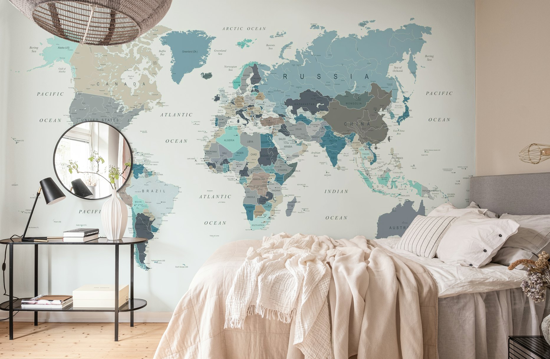 World Map in Neutral Tones wallpaper