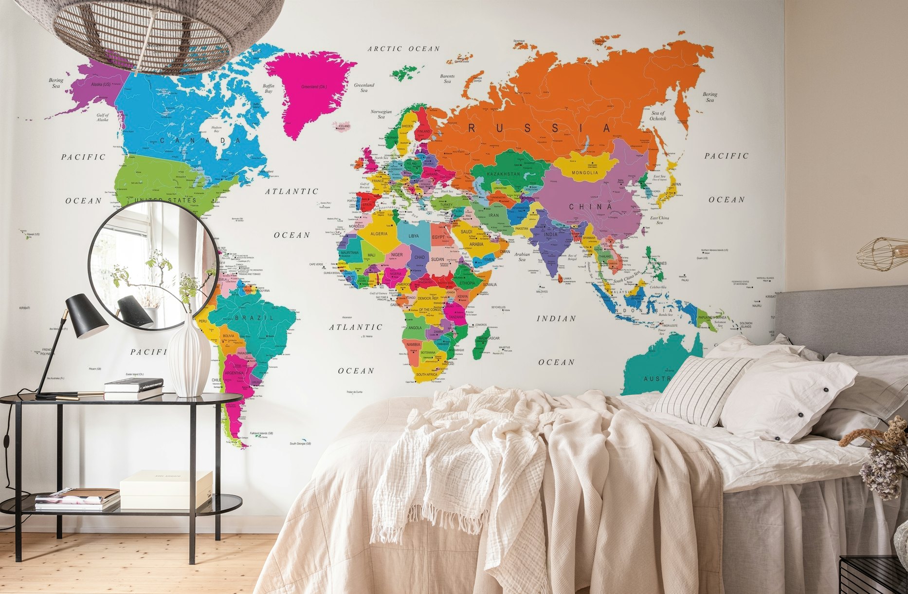 World Map in Fun Colors wallpaper