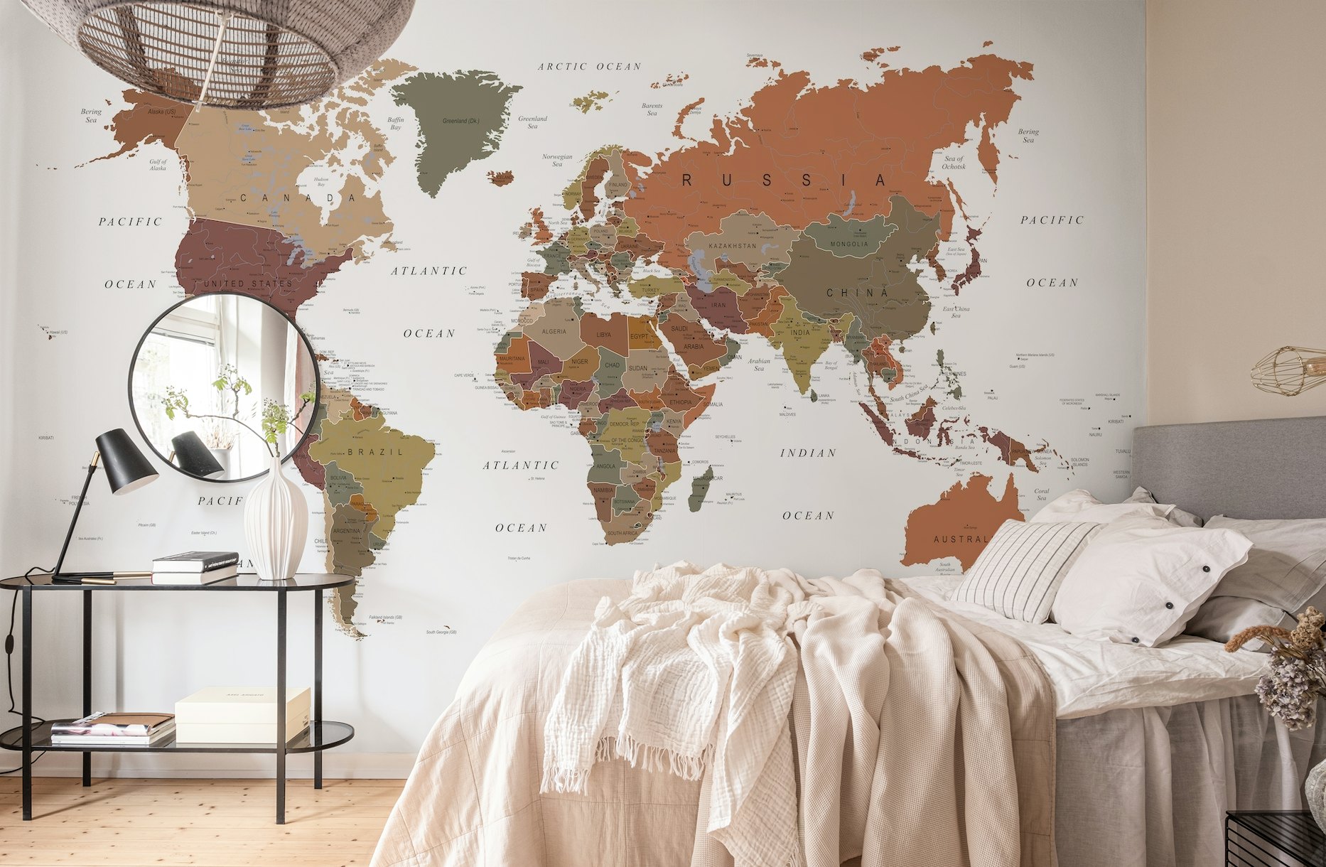 World Map Earthy Tones wallpaper