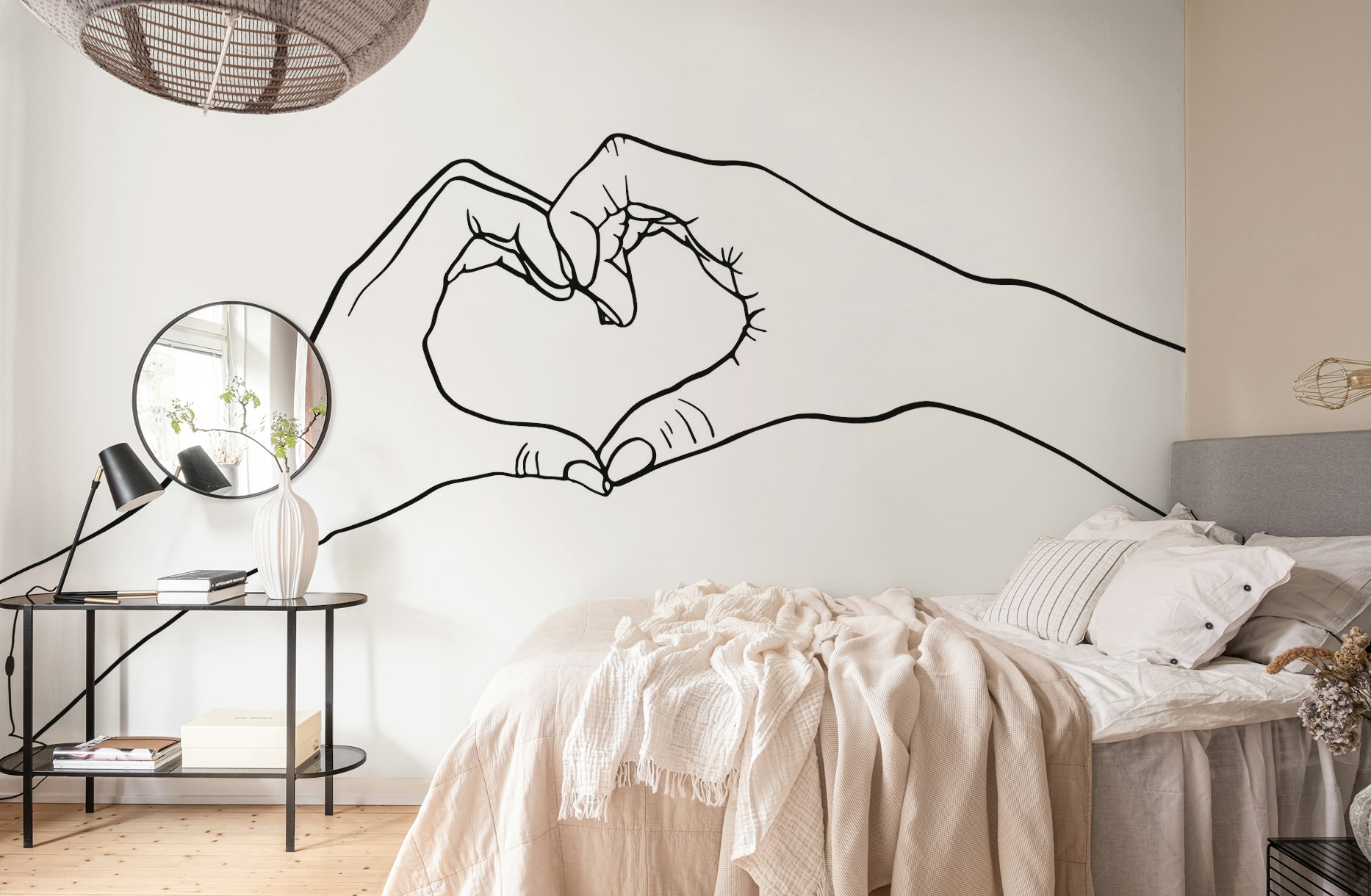 Hand Hearts Line Art wallpaper