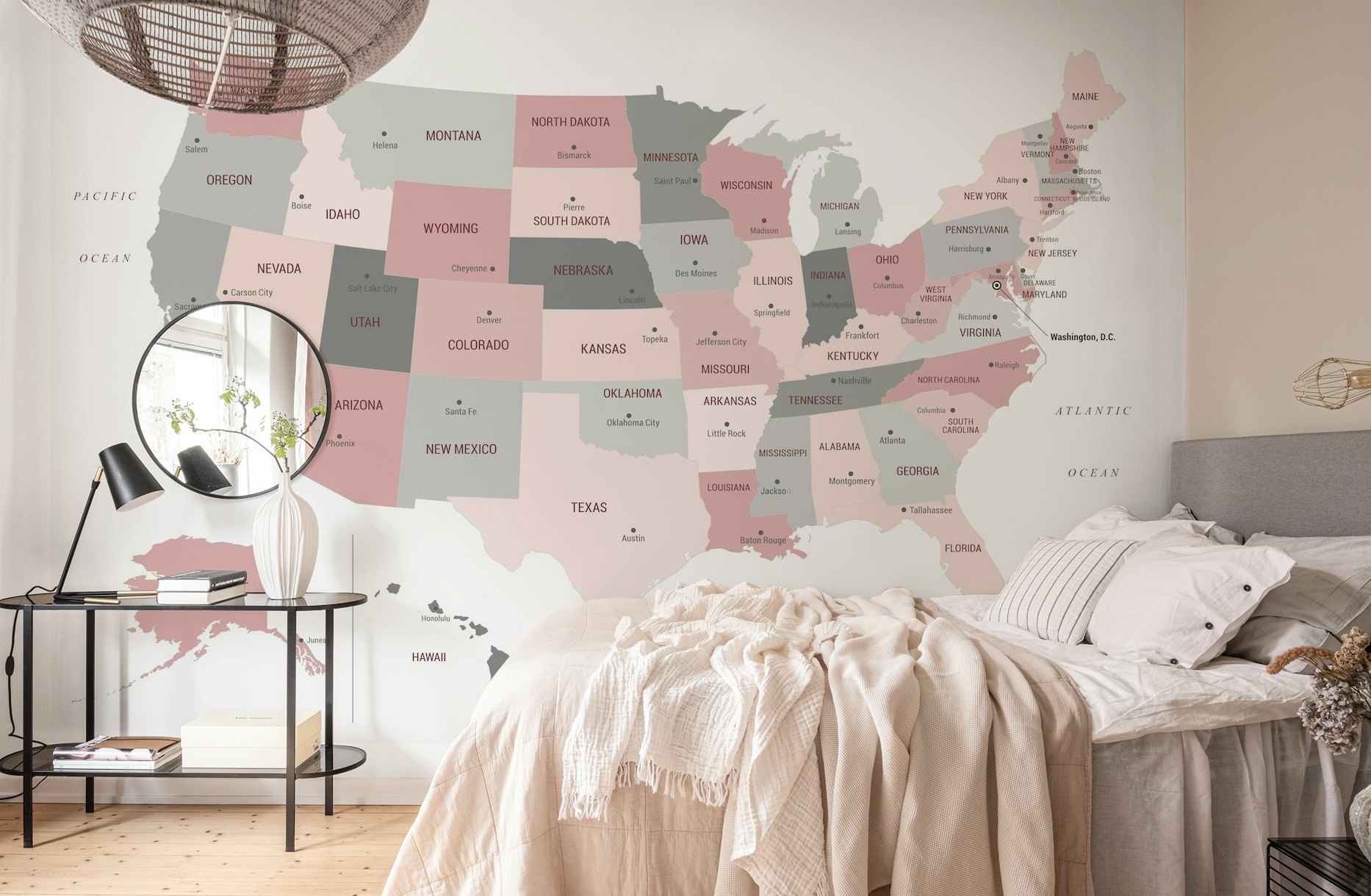 US Map Pink and Grey wallpaper
