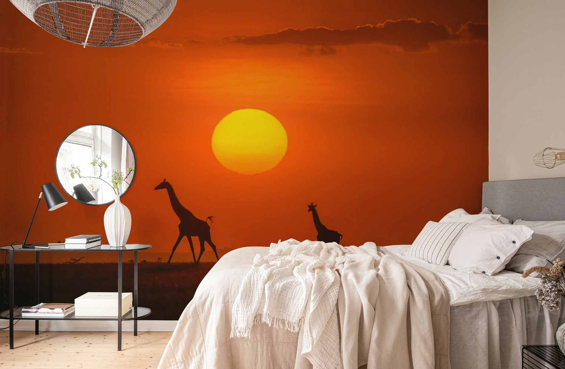 Giraffes in the sunset wallpaper
