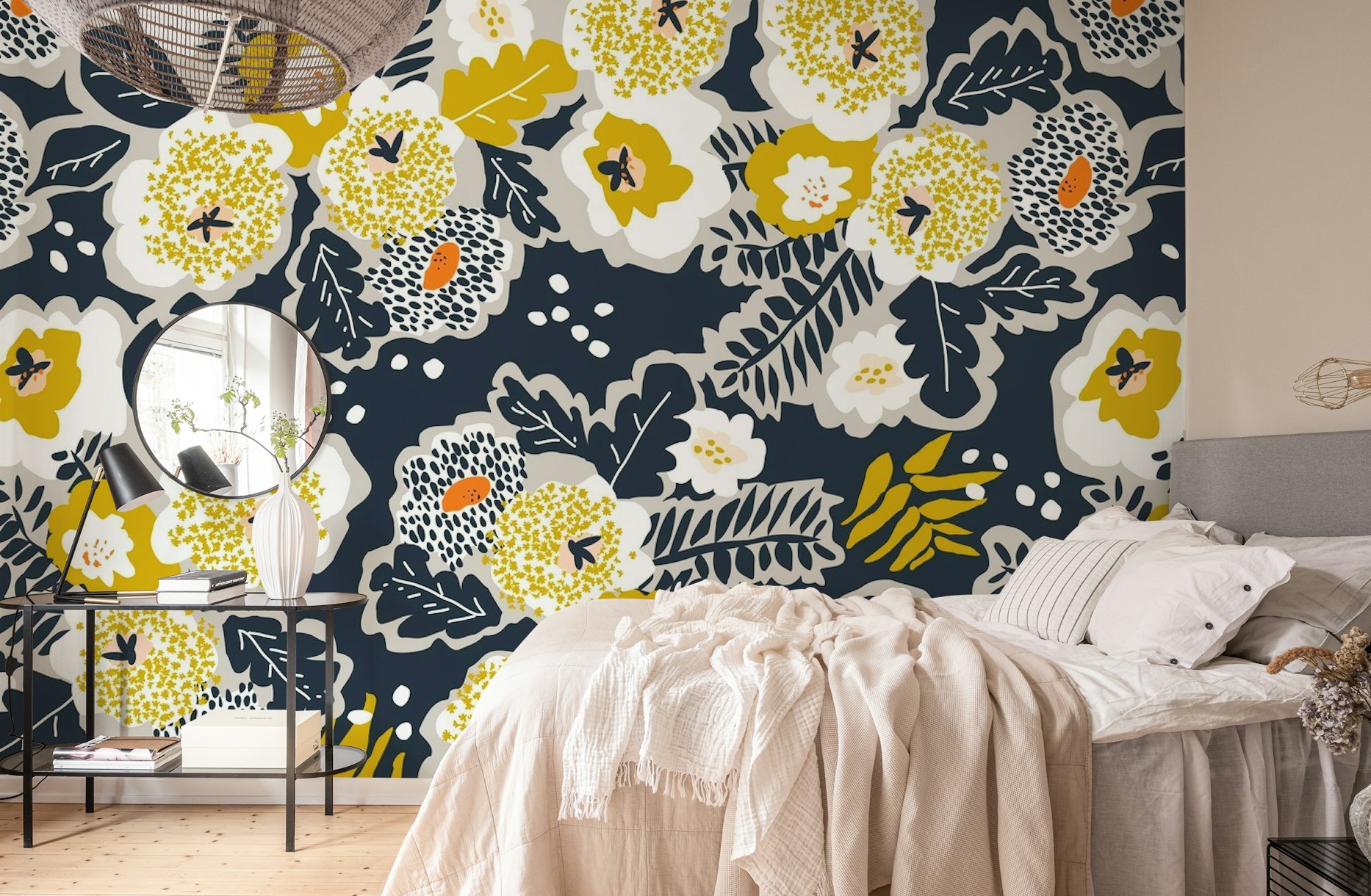 Scandinavian flowers greet you wallpaper