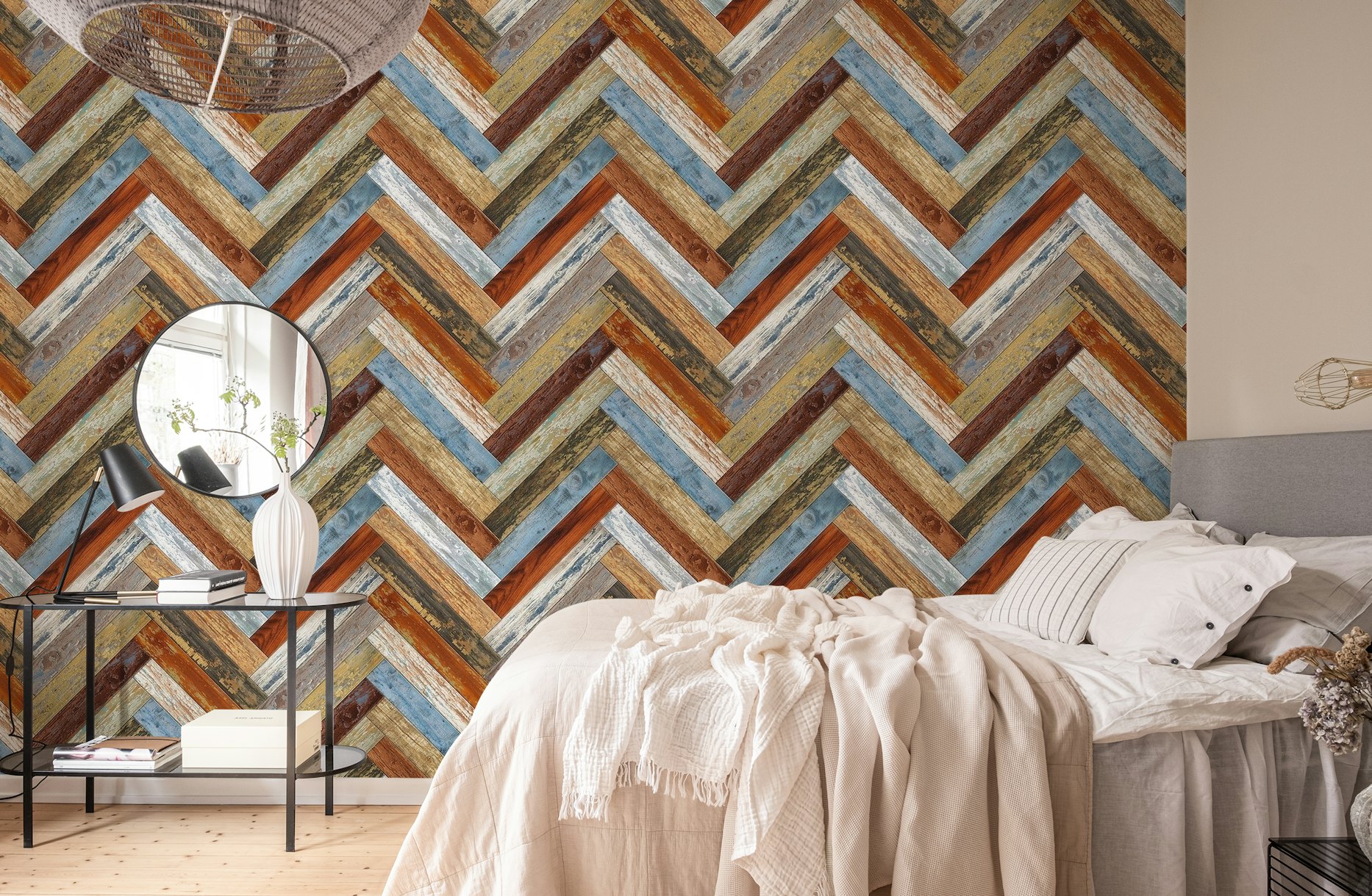 Chevron Wood Multicolor wallpaper