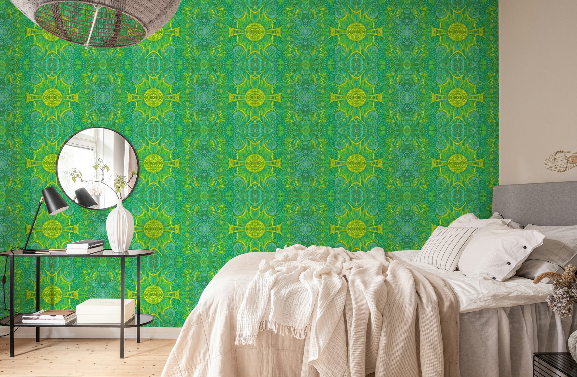 Butterfly Forest Pattern Green wallpaper