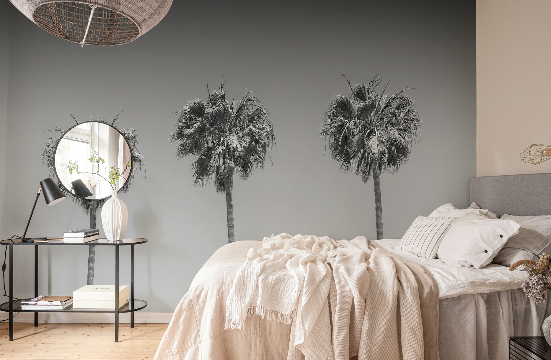 Lovely Palm Trees monochrome wallpaper